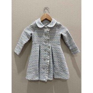 Nannette Light Blue Metallic Tweed Ruffle Princess Coat Jacket Sz 4